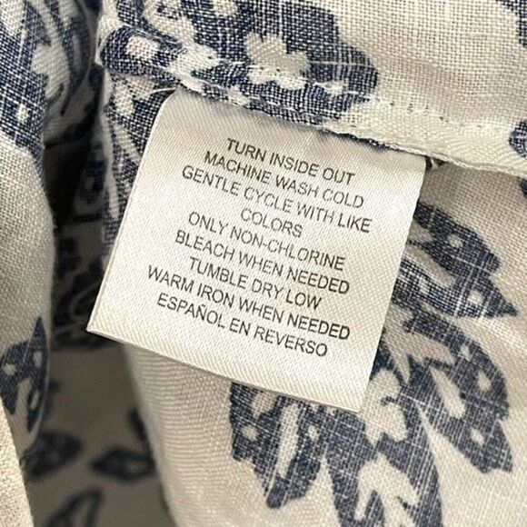 Charter Club Linen Top Womens Medium Multicolor Floral Paisley Print Button-Down - Picture 4 of 12